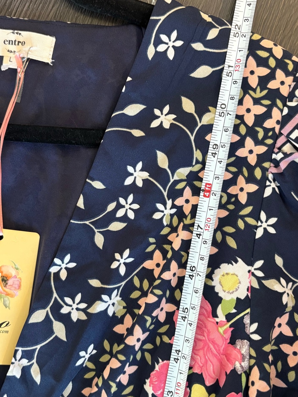 NEW Entro Navy Floral Midi Dress with Pink & Lime Accents large nwt - Picture 12 of 14